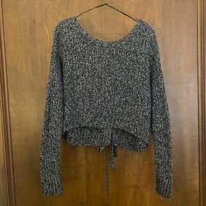 hollister cropped lace up back sweater